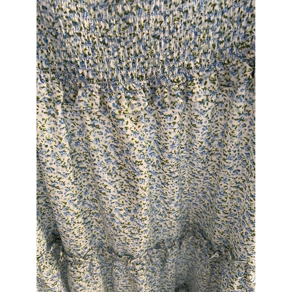 Flag & Anthem Blue Floral Smocked Tiered Mini Dress XL NWT - Picture 3 of 4